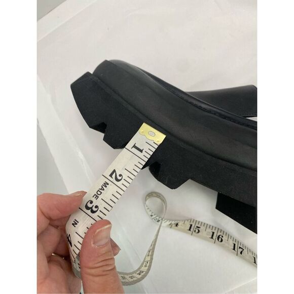 Paloma Barcelo Womens 10.5 Shoes Loafers Black Leather Platform Chunky Lug Sole - Picture 7 of 13